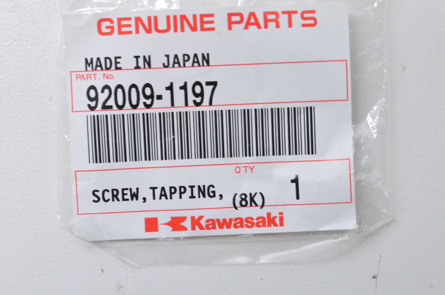 New OEM Kawasaki 92009-1197 Screw NOS