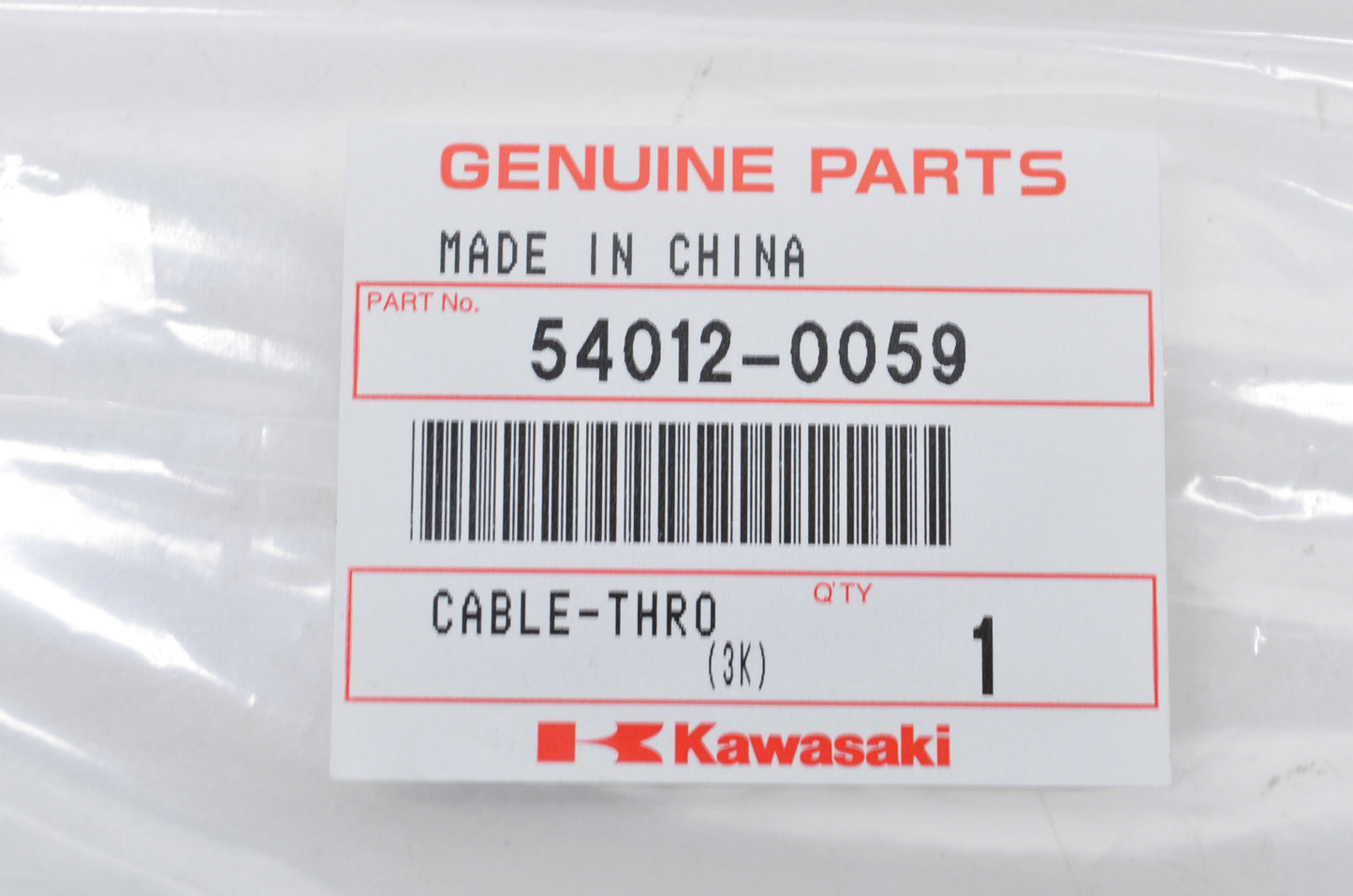 OEM Kawasaki 54012-0059 Closing Throttle Cable NOS