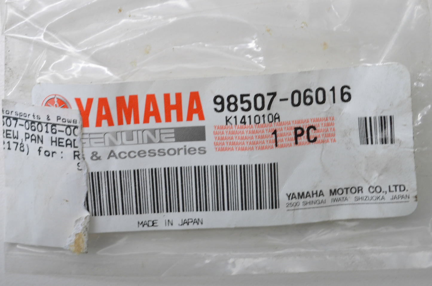 New OEM Yamaha 98507-06016-00 Pan Head Screw NOS