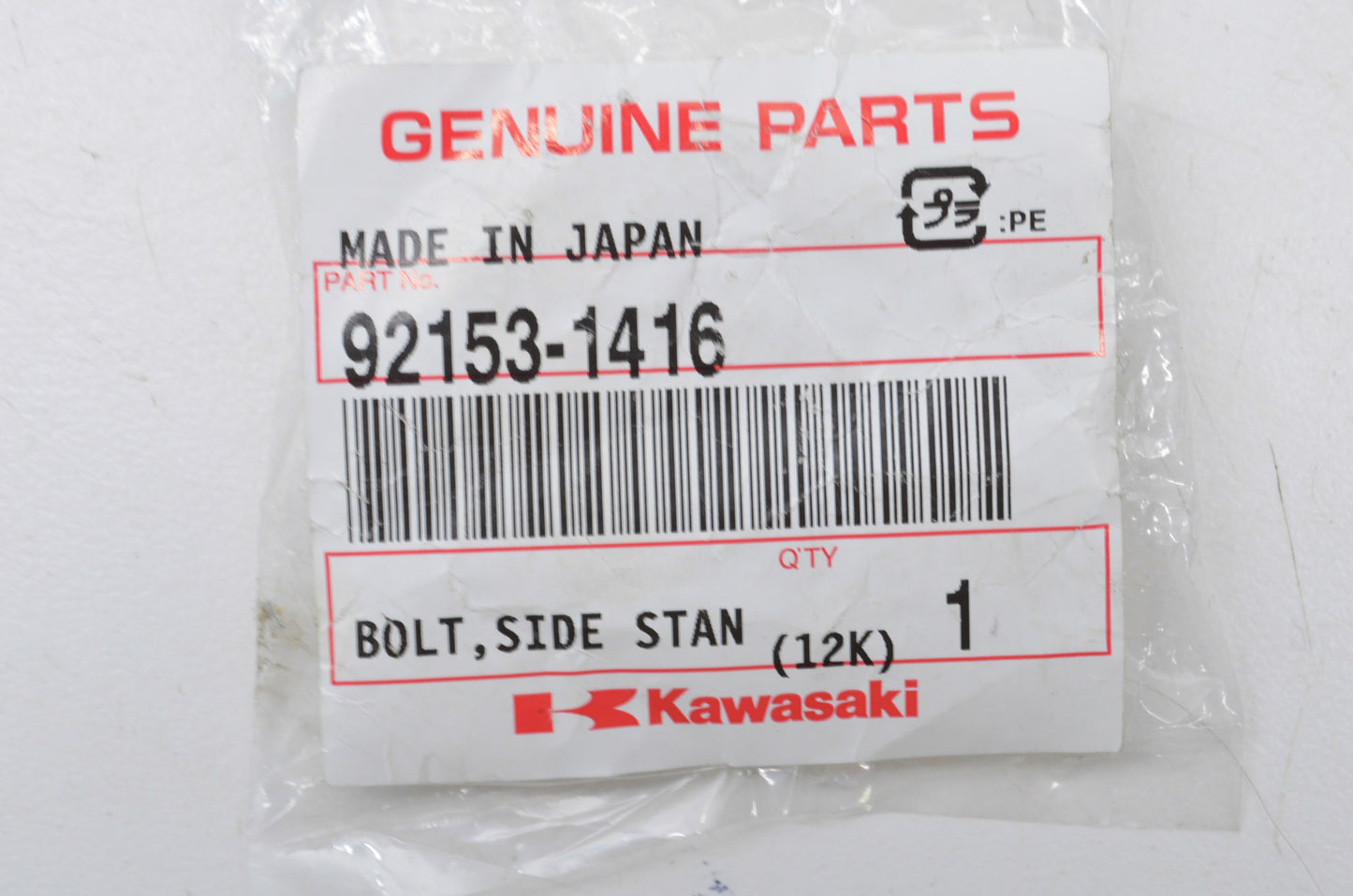OEM Kawasaki 92153-1416 Side Stand Bolt 10mm NOS