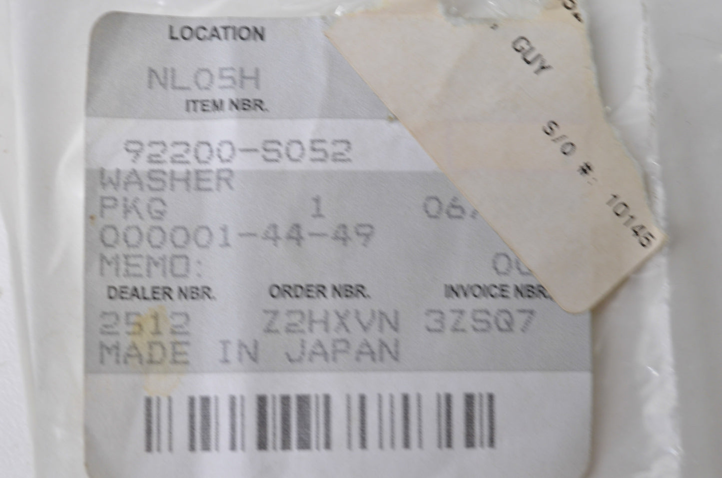 OEM Kawasaki 92200-S052 Washer NOS