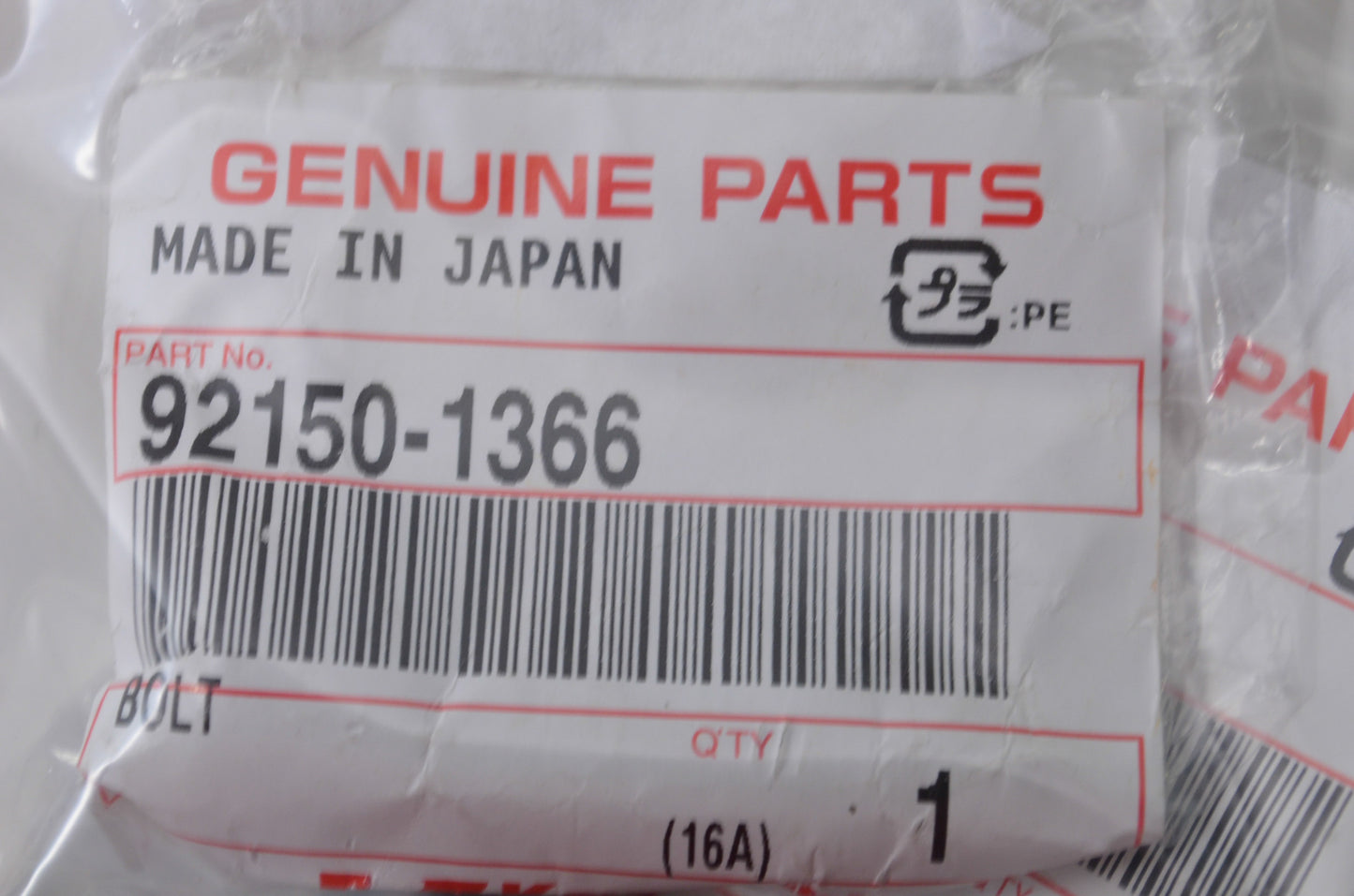 New OEM Kawasaki 92150-1366 Bolt NOS