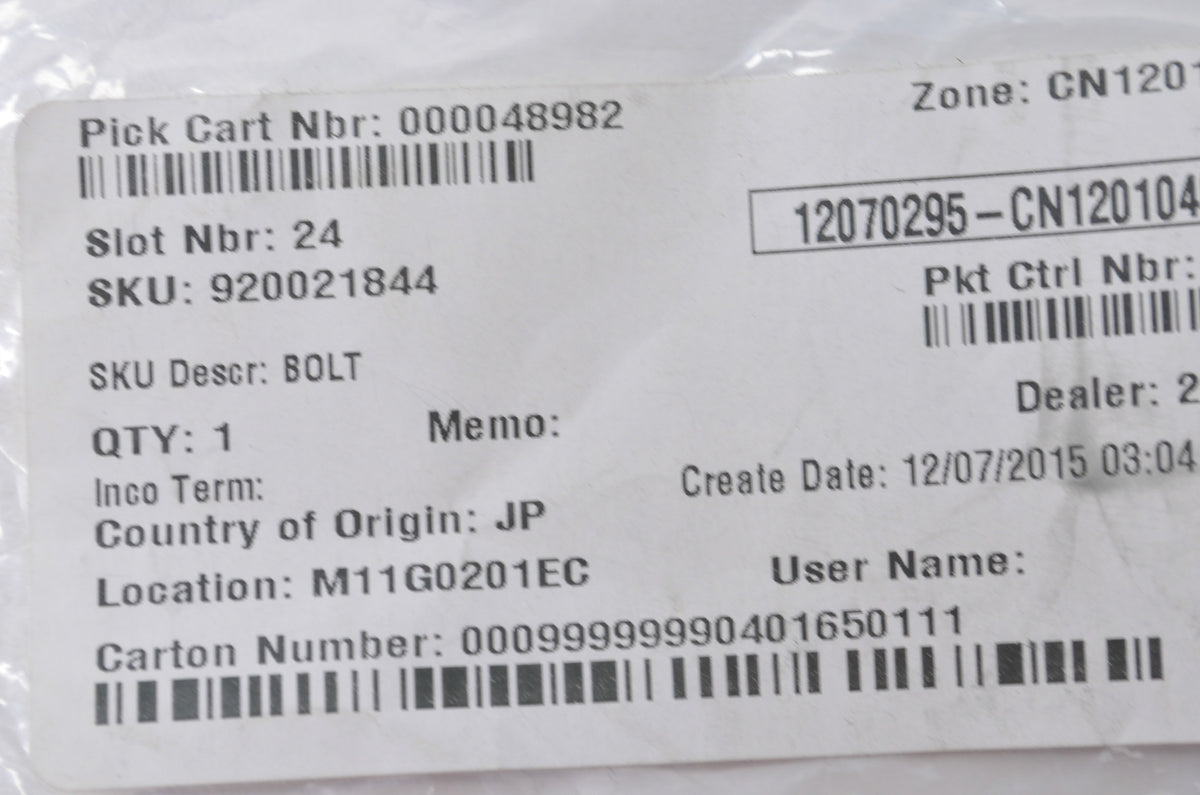 OEM Kawasaki 920021844 Black Flanged Bolt 10X41 NOS
