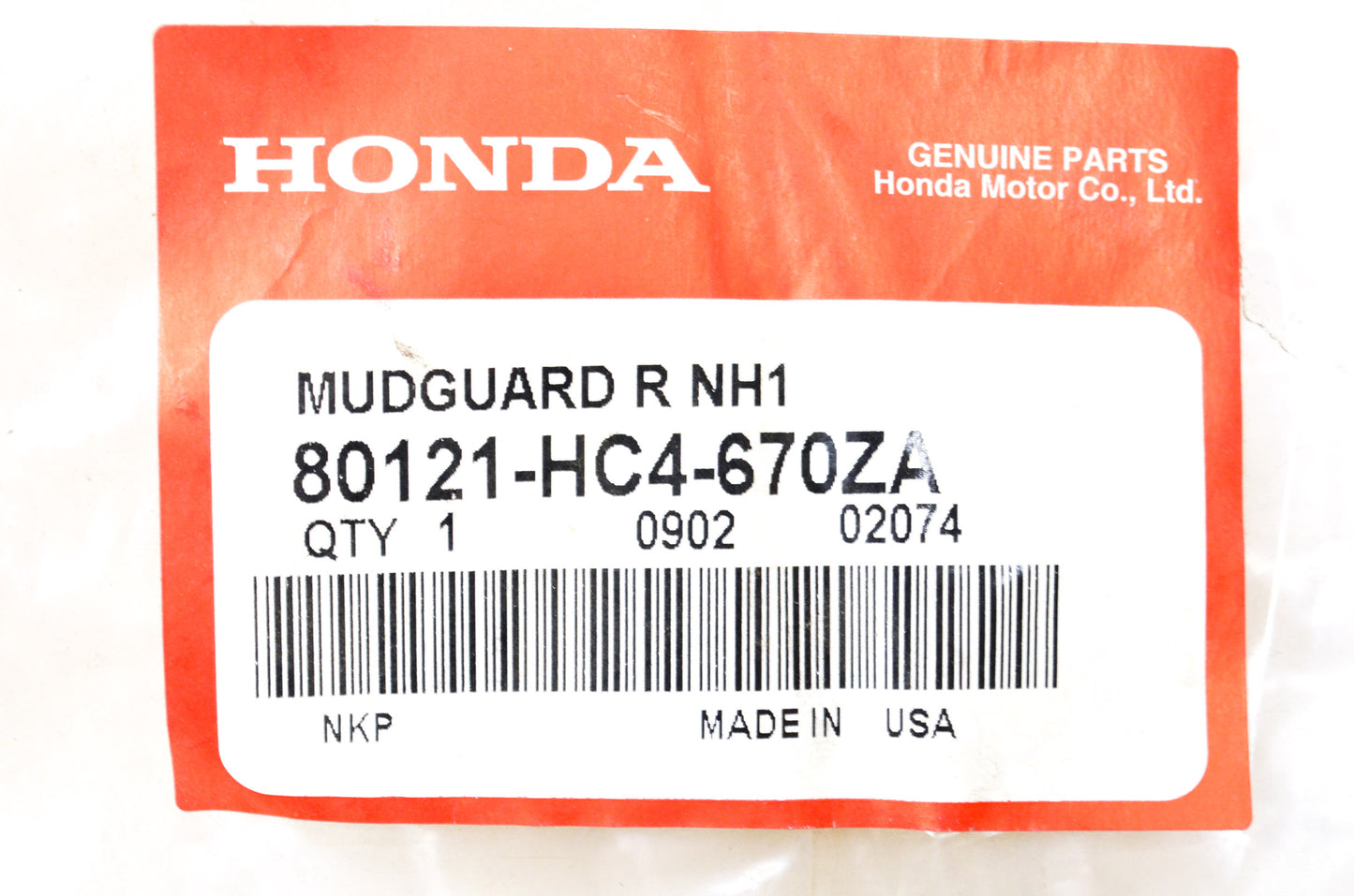 OEM Honda 80121-HC4-670ZA Right Splash Guard NH1 NOS