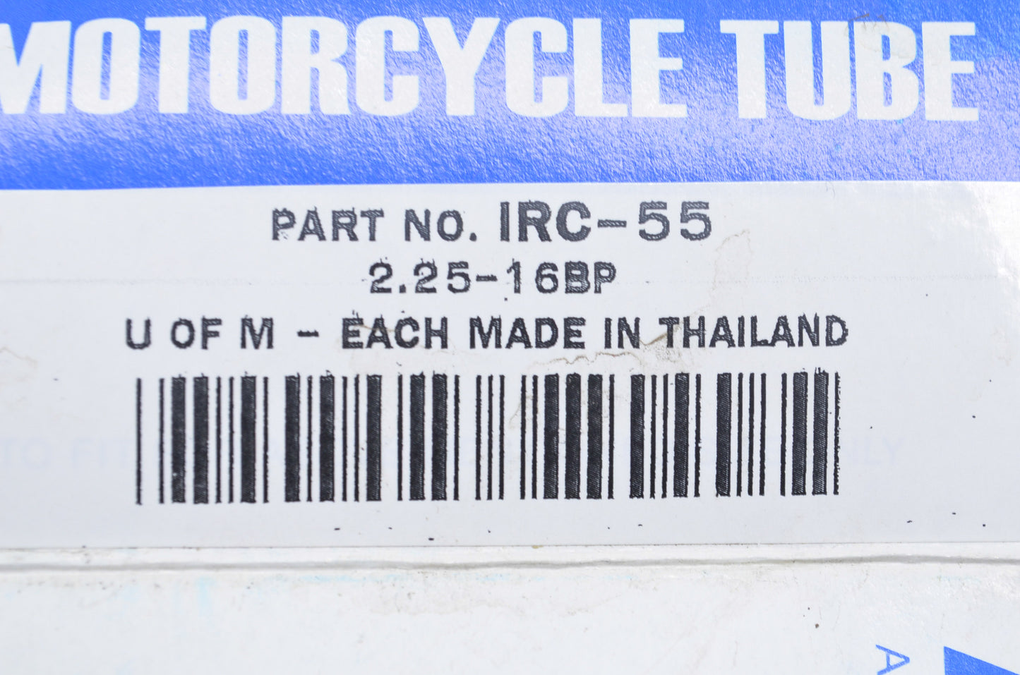 New IRC Motorcycle Tube 2.25-16 NOS