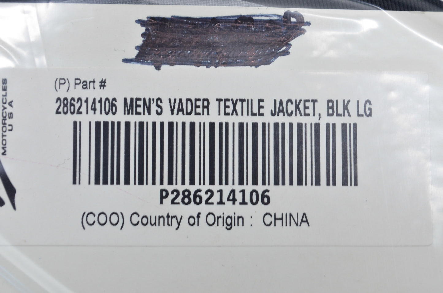 New OEM Victory Mens Large Black Vader Textile Motorcycle Jacket NOS