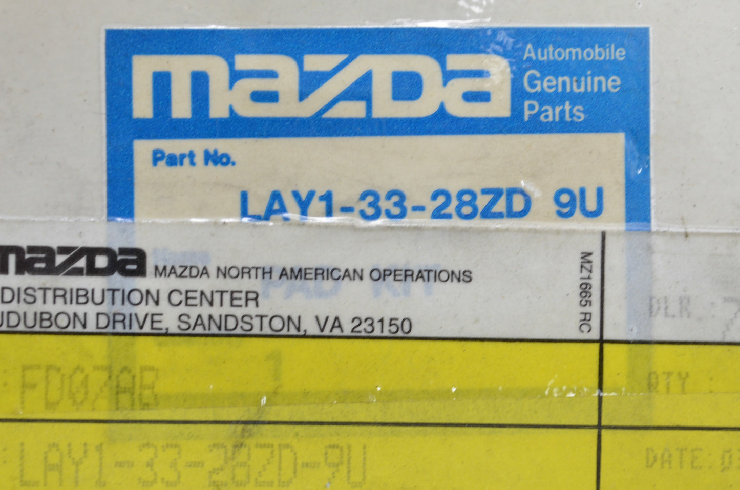 OEM Mazda LAY1-33-28ZD-9U Brake Pad Kit NOS