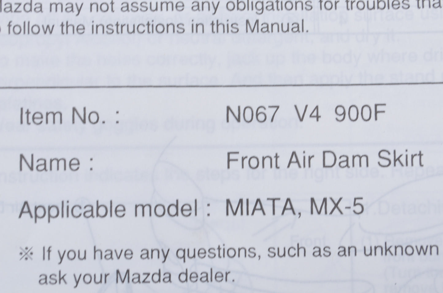 New OEM Mazda Primed Front Air Dam Skirt NOS