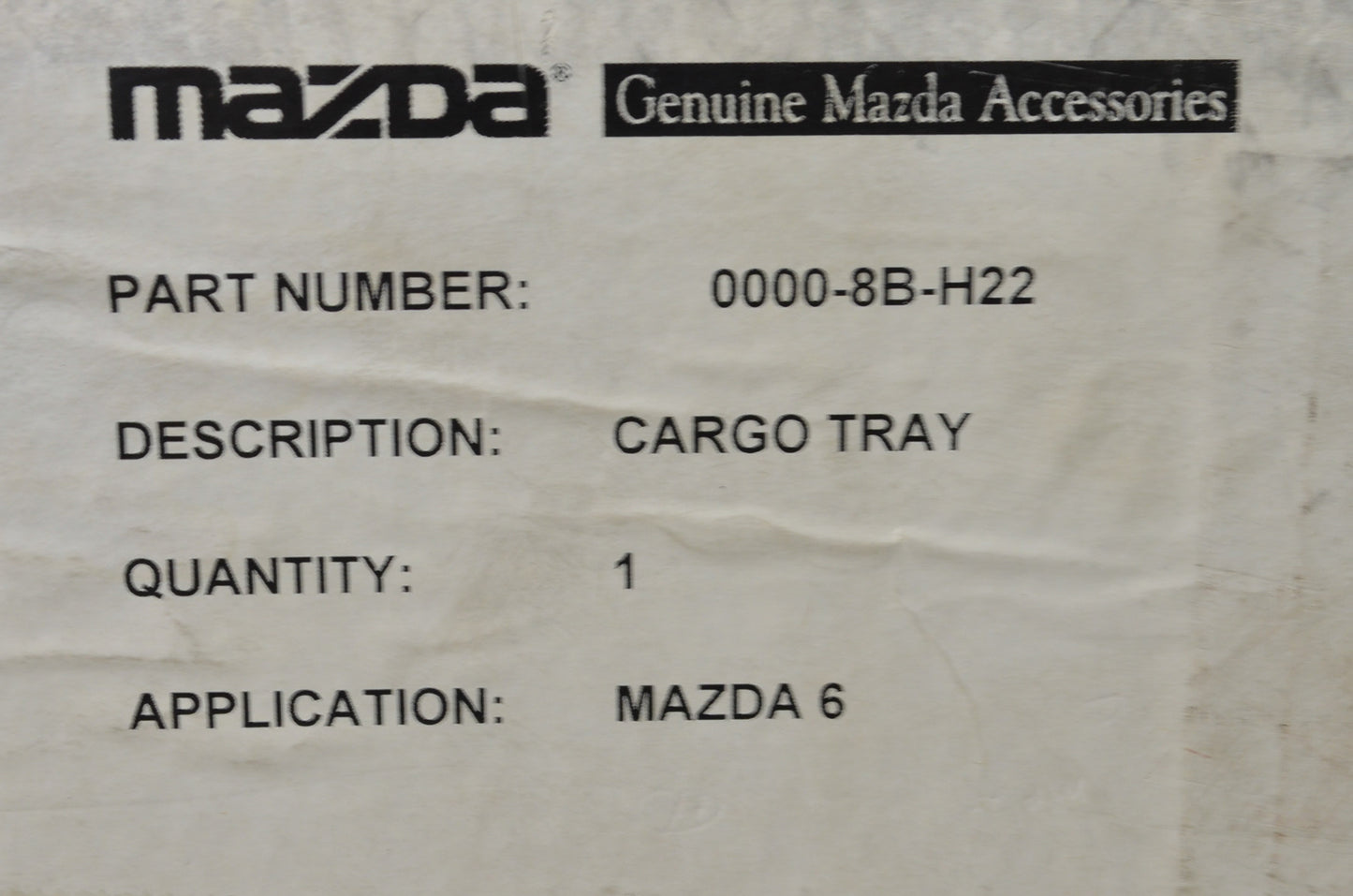 New OEM Mazda Cargo Tray NOS