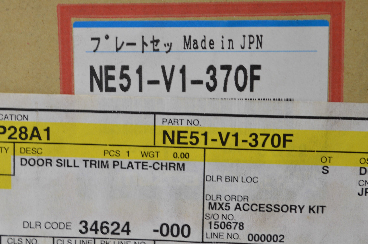 Mazda Ne51-V1-370F Chrome Door Sill Trim Plate Set