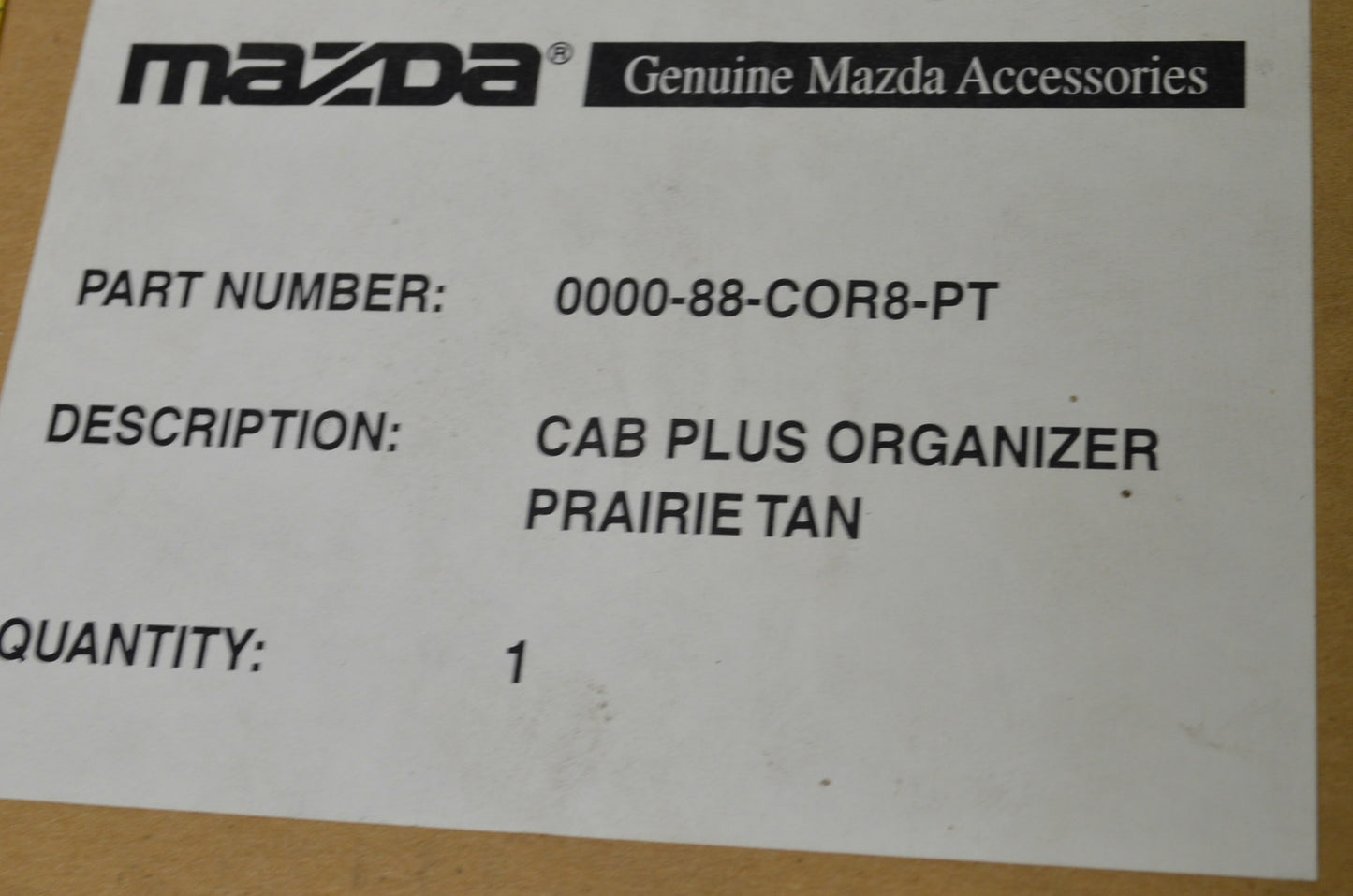 OEM Mazda 0000-88-COR8-PT Cab Plus Organizer NOS