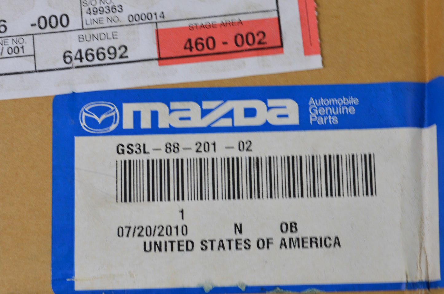 OEM Mazda GS3L-88-201-02 Cushion Cover NOS