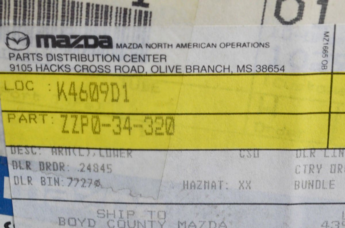 OEM Mazda ZZP0-34-320 Lower Arm NOS