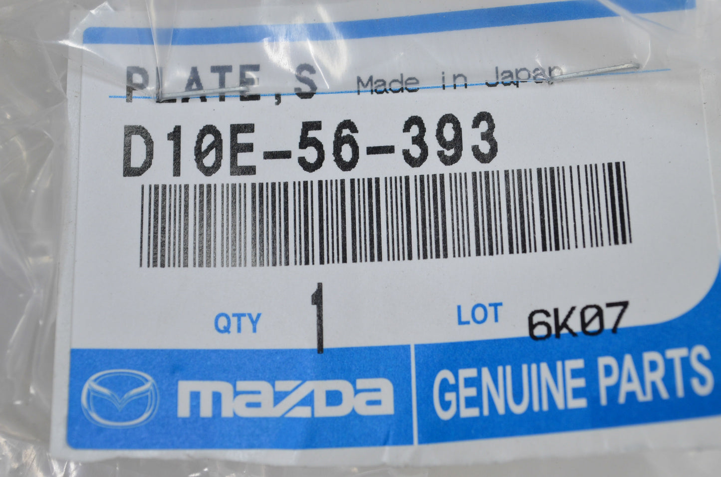 OEM Mazda D10E-56-393 Plate Seal NOS