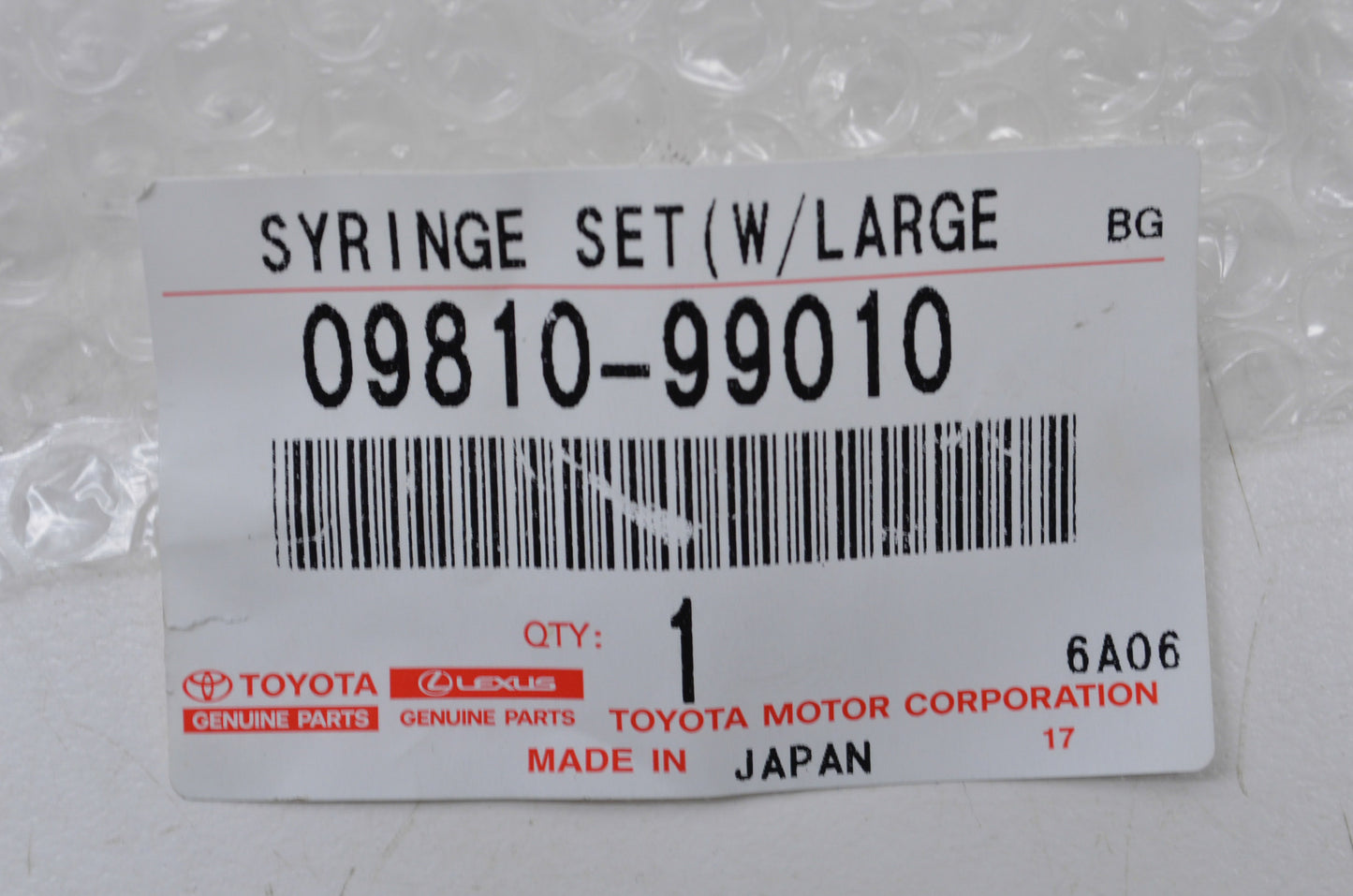 OEM Toyota 09810-99010 Syringe Kit NOS