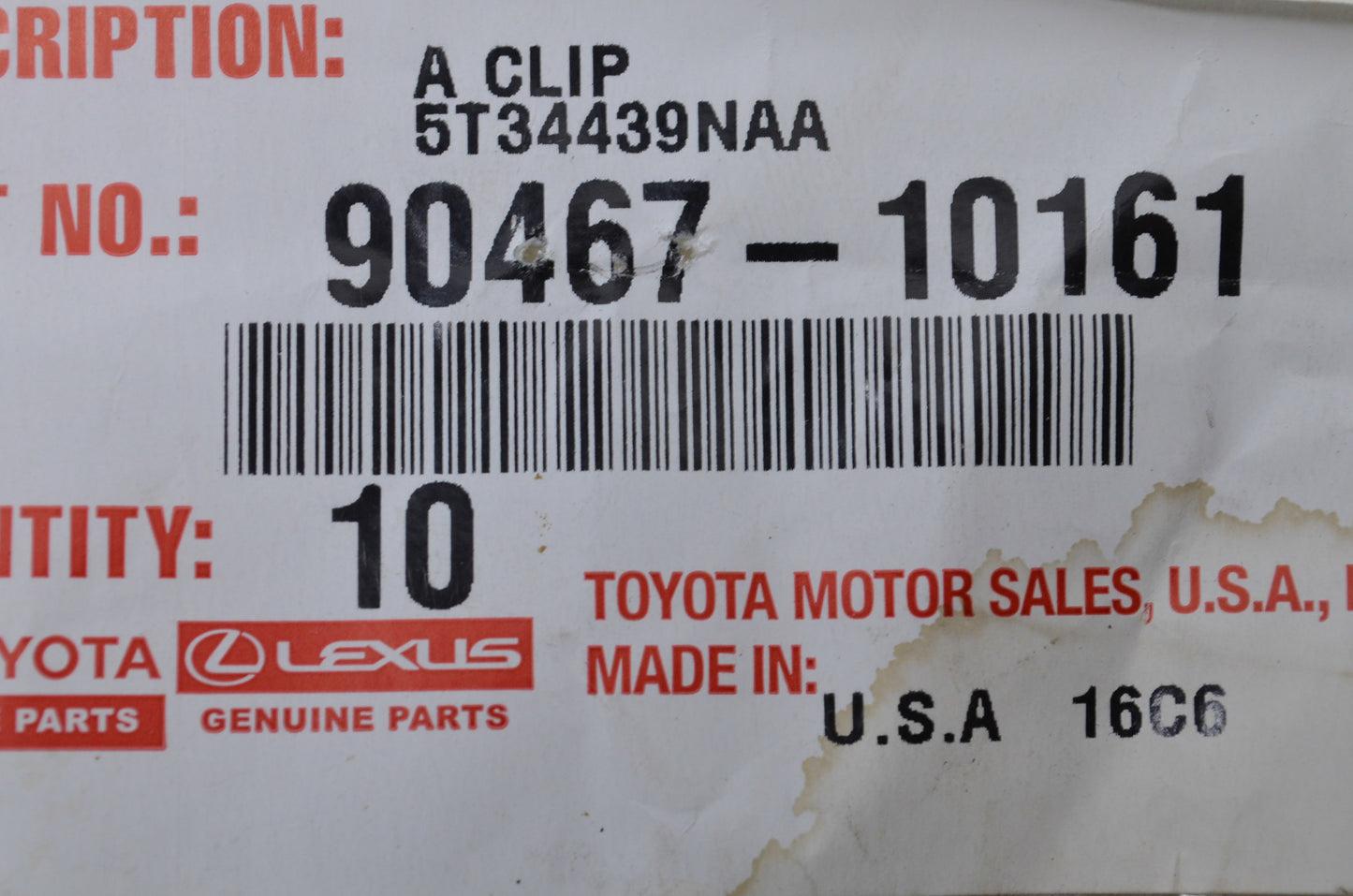 New OEM Toyota Clip QTY 10 NOS