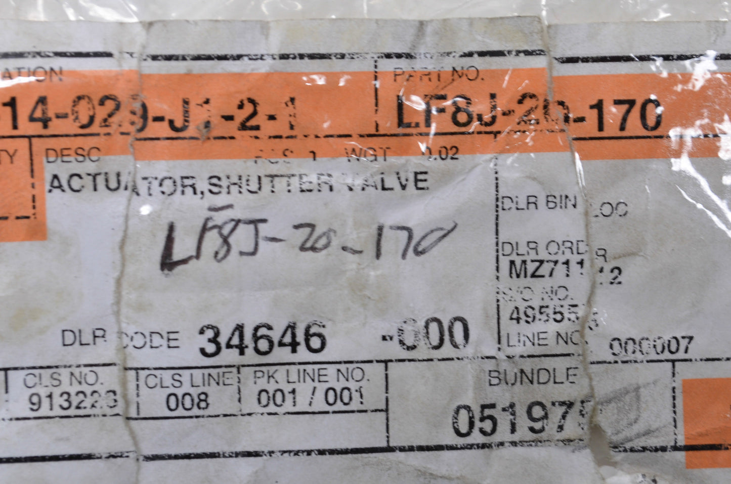 OEM Mazda LF8J-20-170 Shutter Valve Actuator NOS