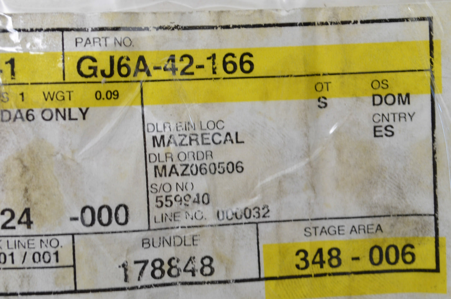 New OEM Mazda O Ring NOS