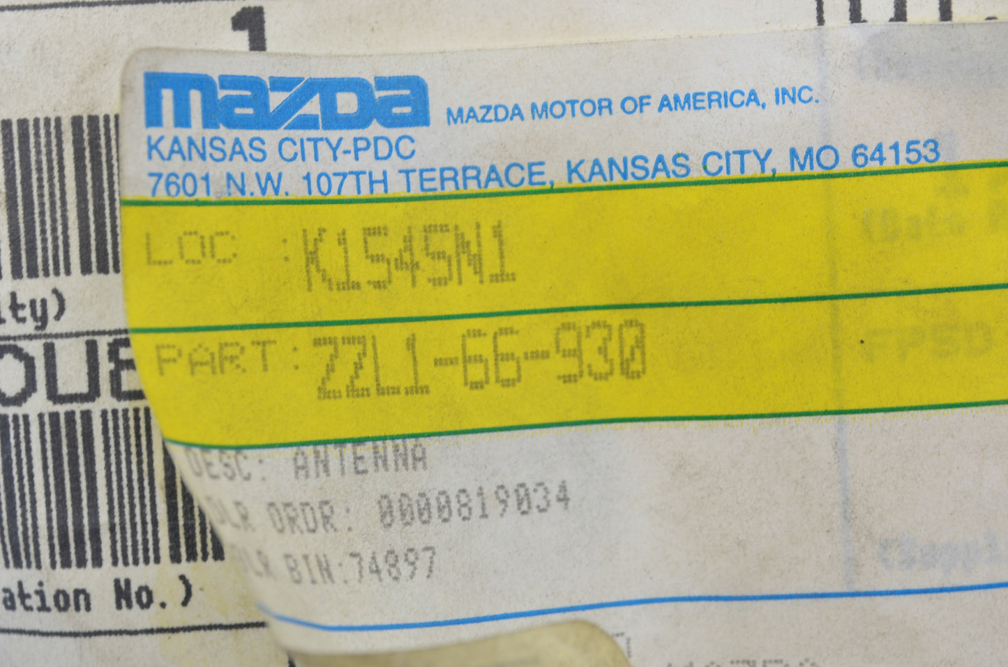 OEM Mazda ZZL1-66-930 Antenna Base NOS