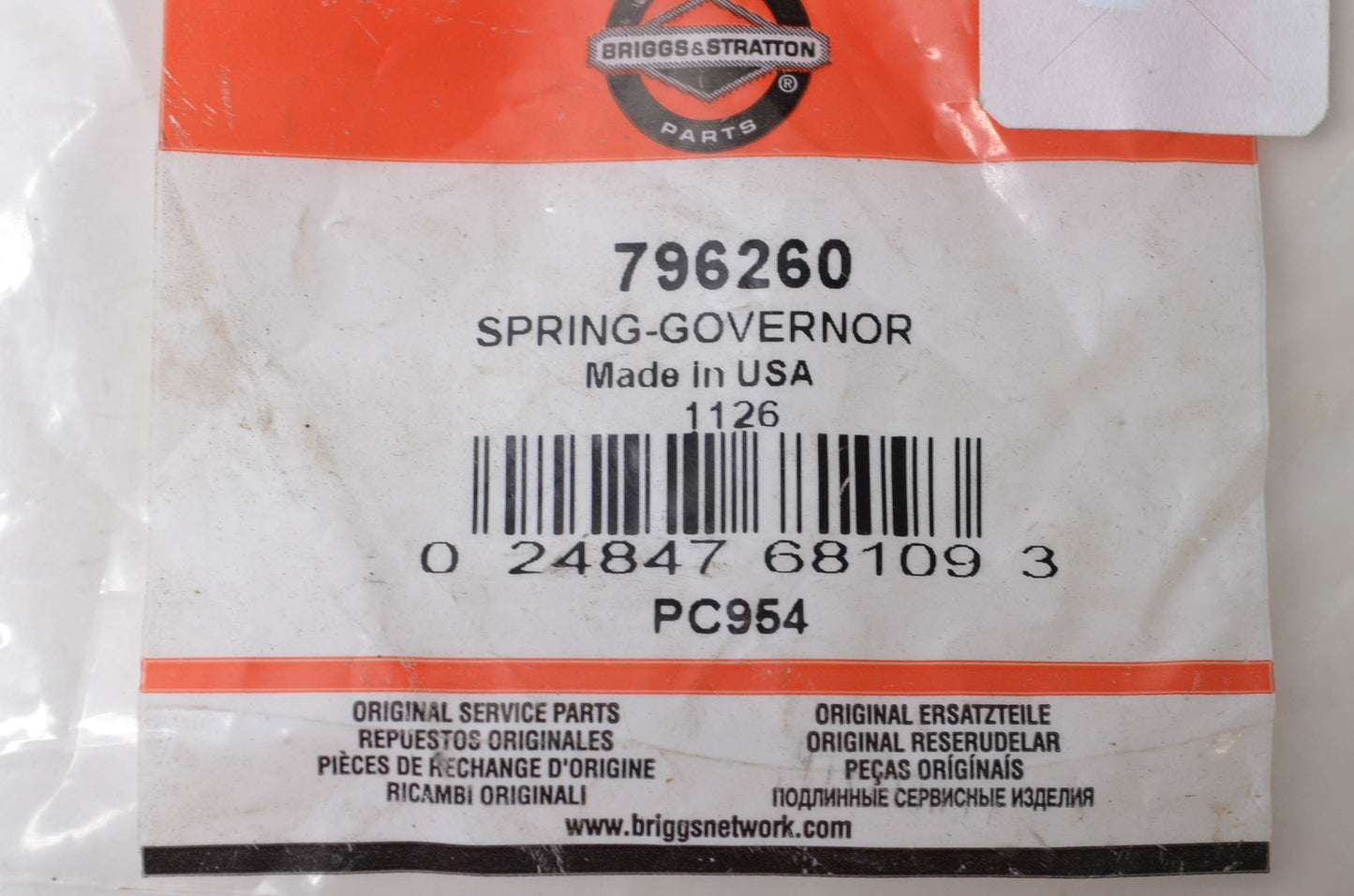 New OEM Briggs & Stratton 796260 Governor Spring NOS