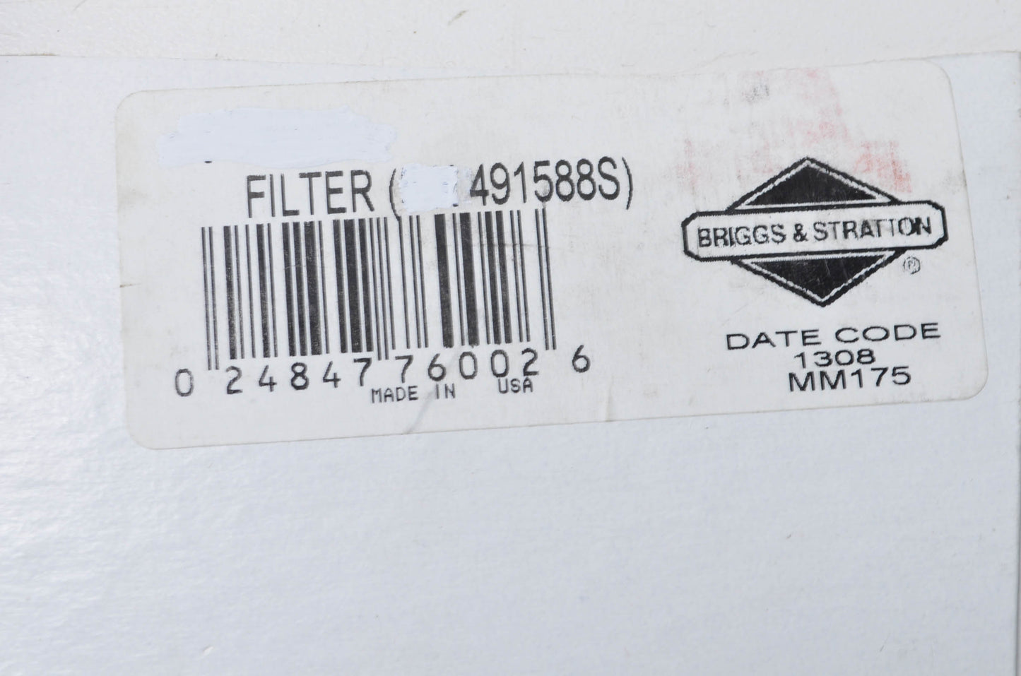 New OEM Briggs & Stratton 491588S Air Filter NOS
