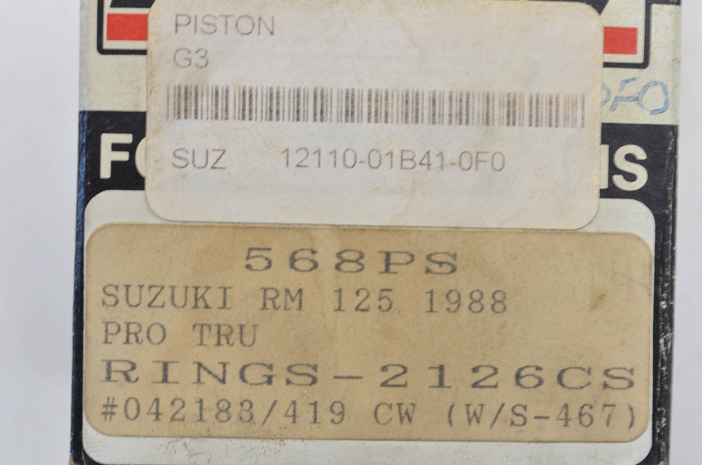 Wiseco 568PS, 1210-01B41-0F0 1988 Suzuki RM125 Piston Kit NOS