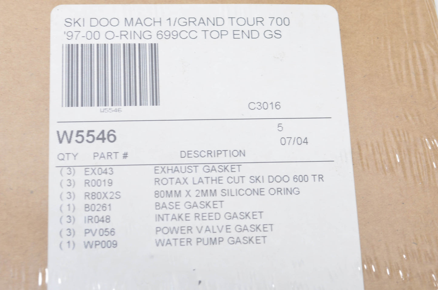 Cometic W5546 1997-2000 Mach 1/Grand Touring 700 Top End Gasket Kit NOS