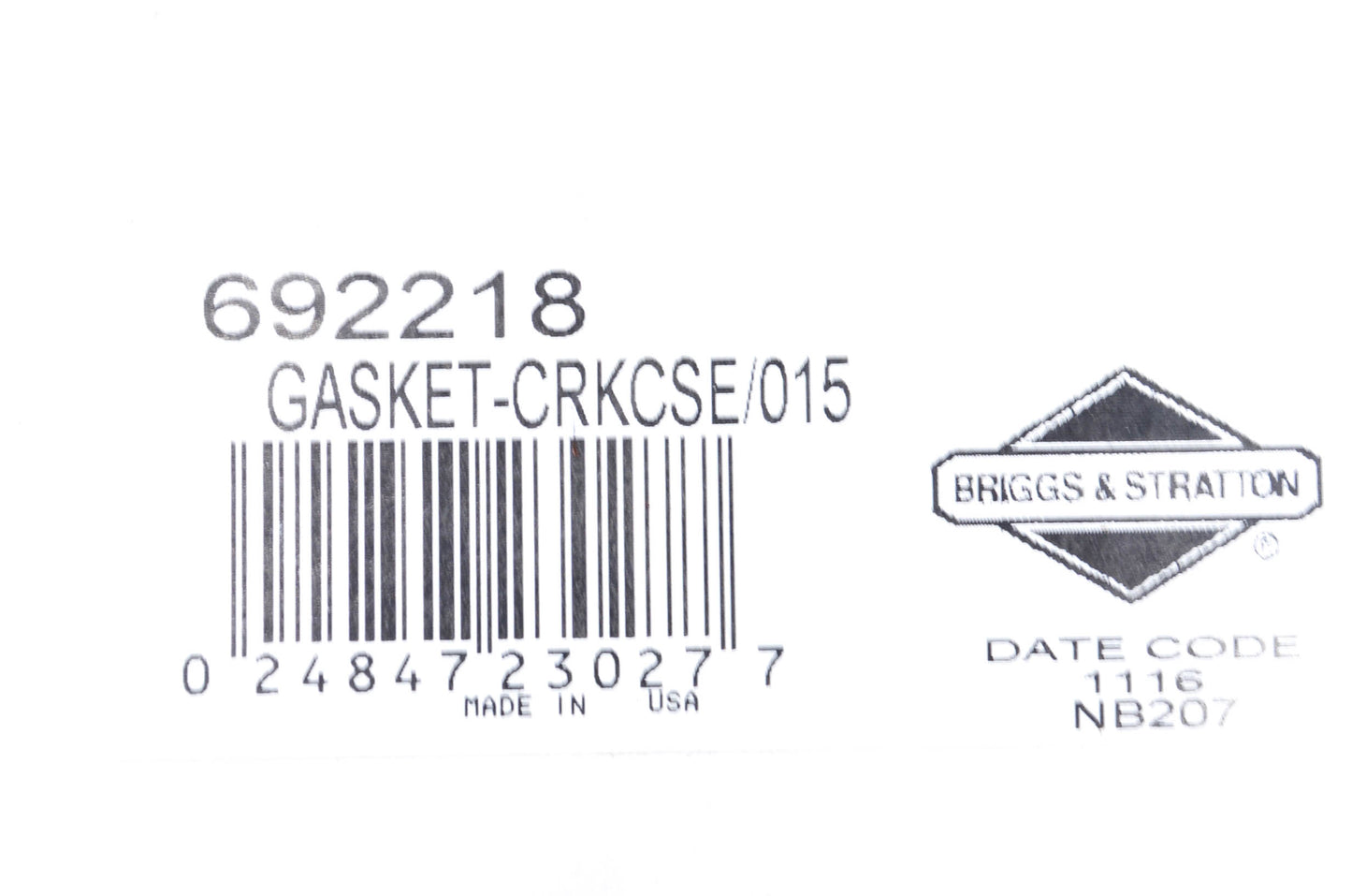 New OEM Briggs & Stratton 692218 Crankcase Gasket NOS