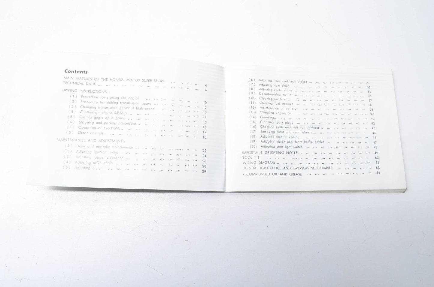 OEM Honda 250/350 Model CB72 & CB77 Owners Manual