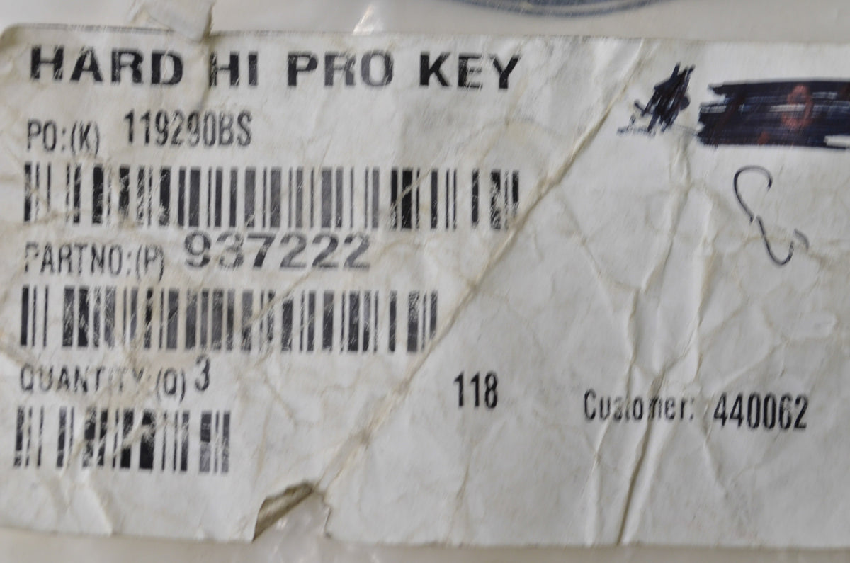 Toro 937222 Hard Hi Pro Key Qty 3 NOS