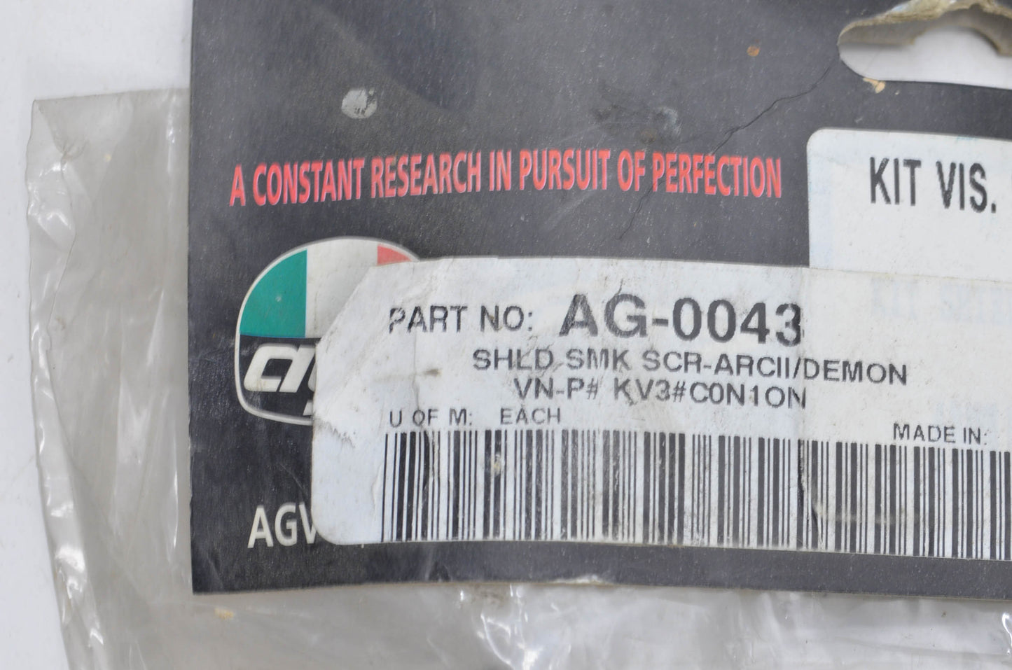 New AGV Arcii-Demon Smoke Face Shield NOS