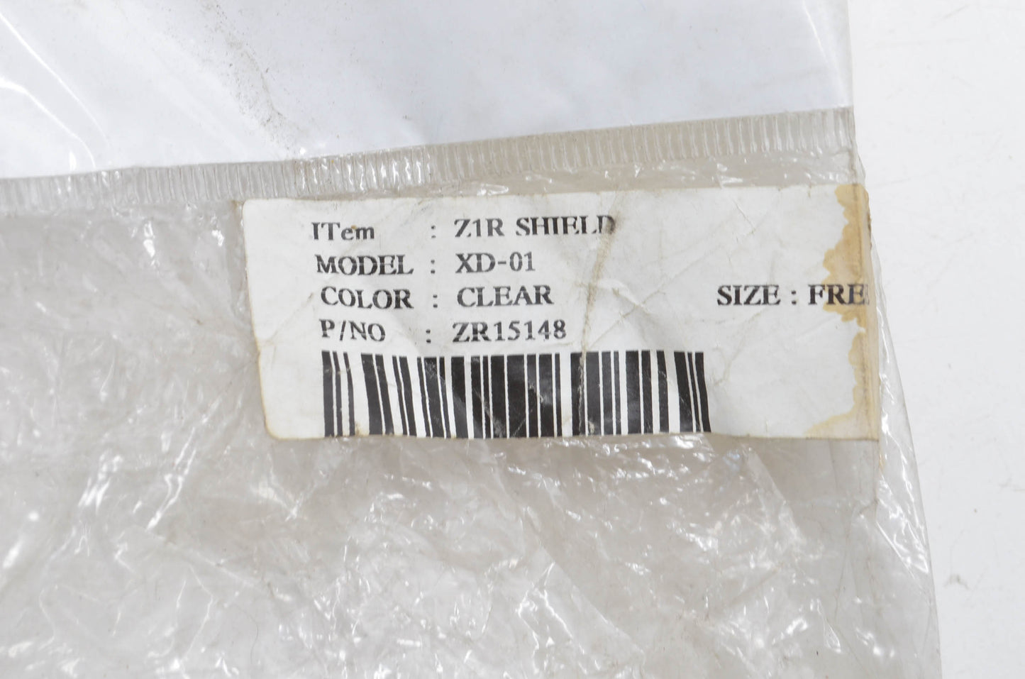 Z1R ZR15148 XD-01 Free Size Clear Face Shield NOS