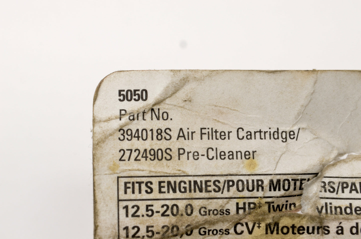 OEM Briggs & Stratton 394018S, 272490S Filter