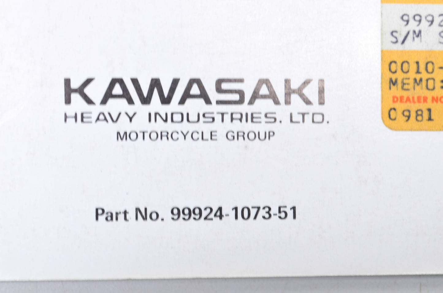 OEM Kawasaki 99924-1073-51 Service Manual Supplement ZL600A NOS