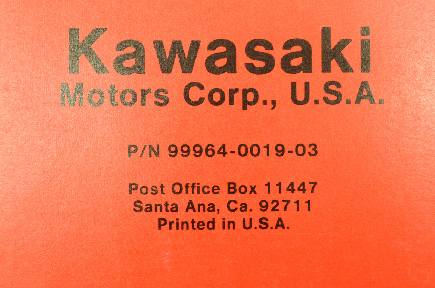 OEM Kawasaki 99964-0019-03 Service Manual KG700-2600B NOS
