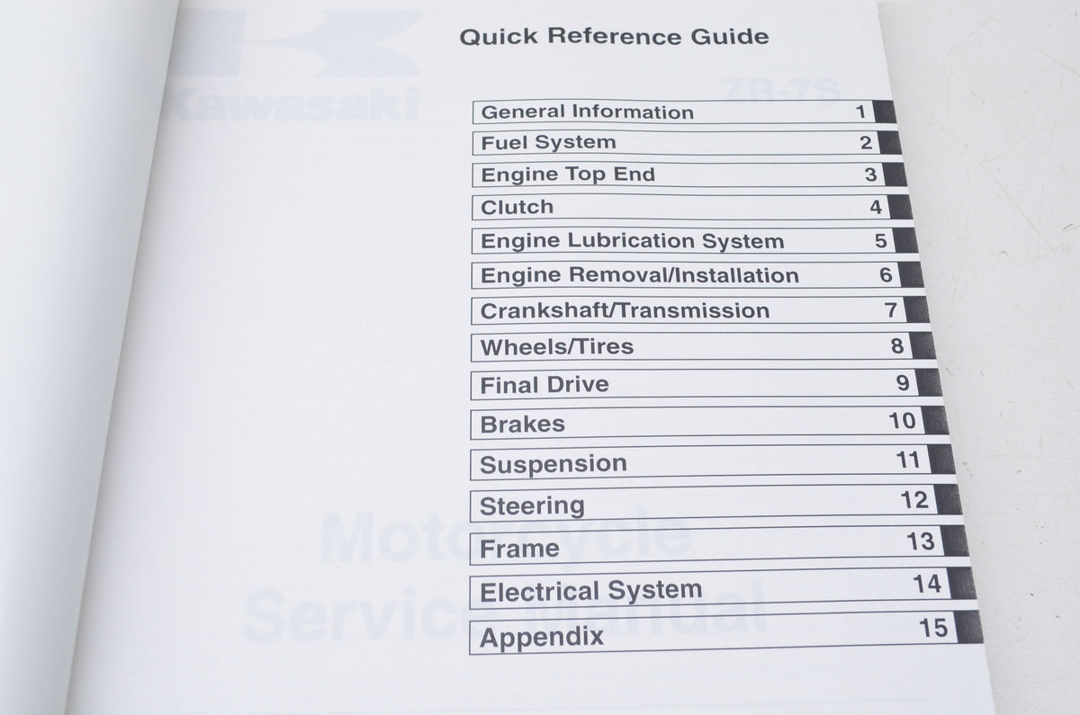 OEM Kawasaki 99924-1269-05 Service Manual ZR750H NOS