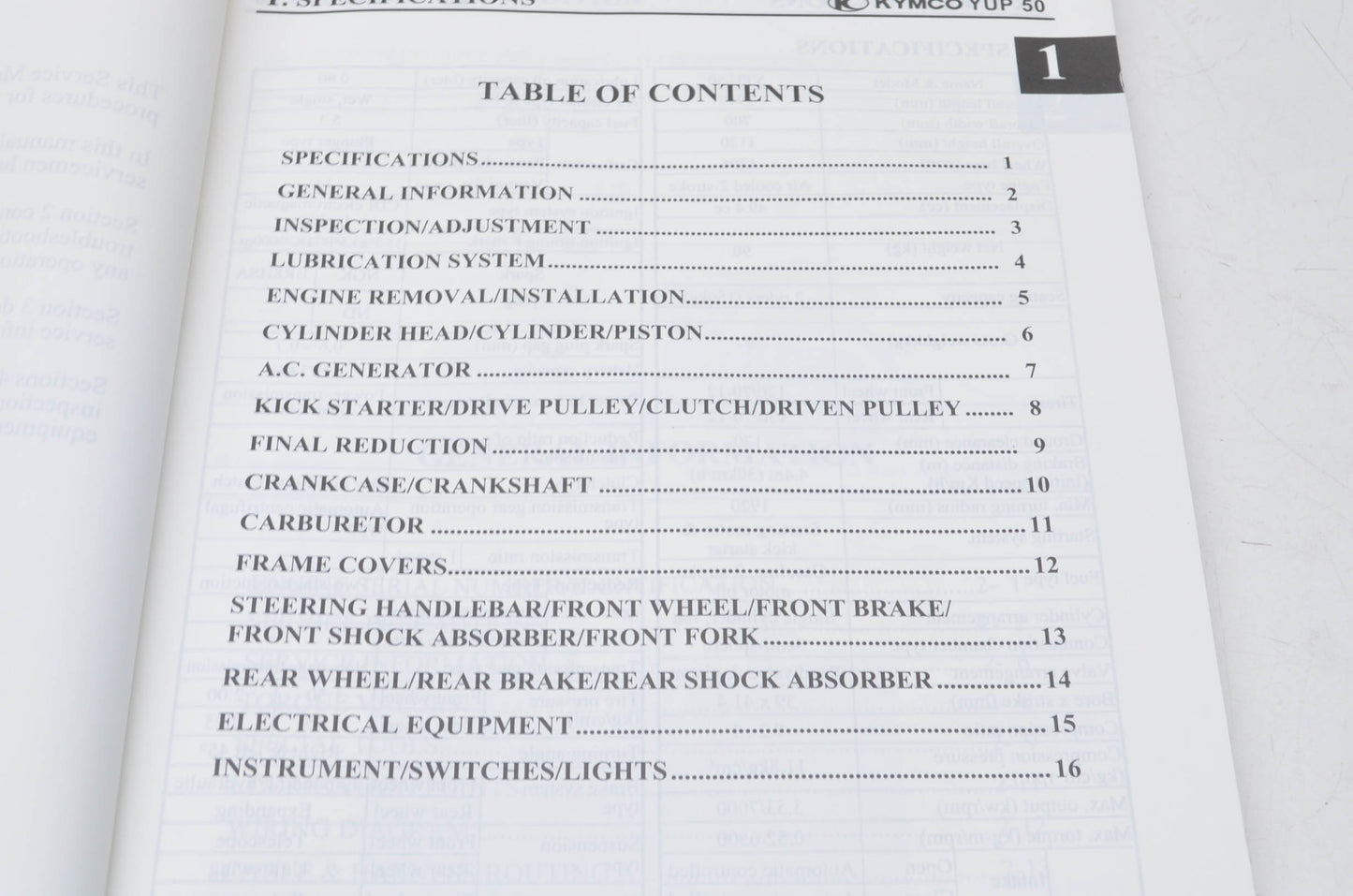 KYMCO YUP 50 Service Manual