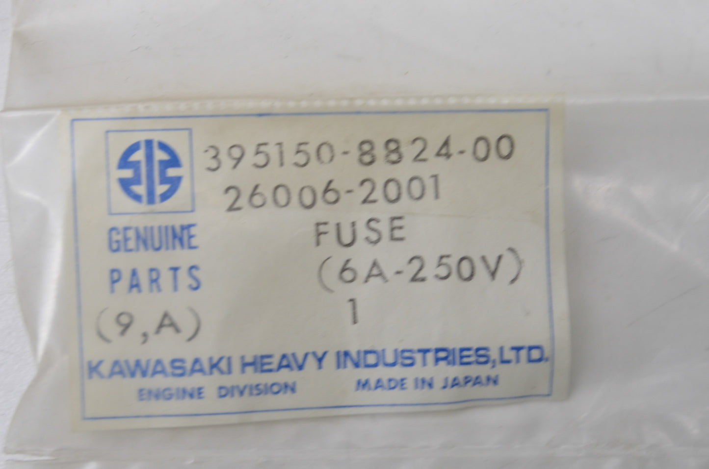 OEM Kawasaki 26006-2001, 6A-120 V Fuse NOS