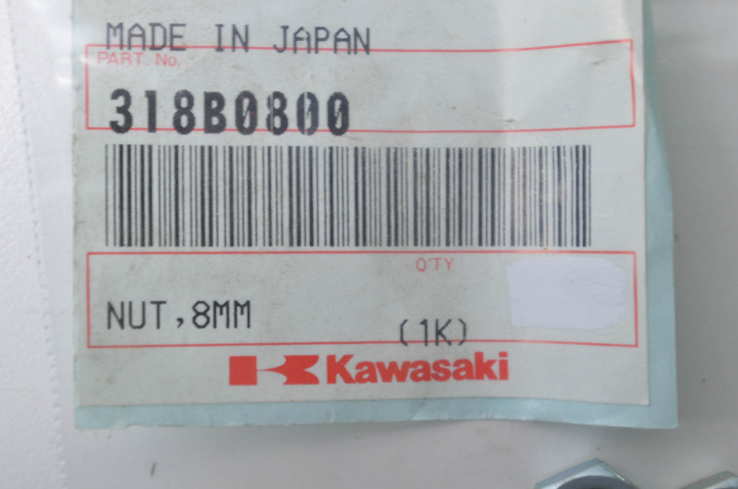 OEM Kawasaki 318B0800 Nut 8mm NOS