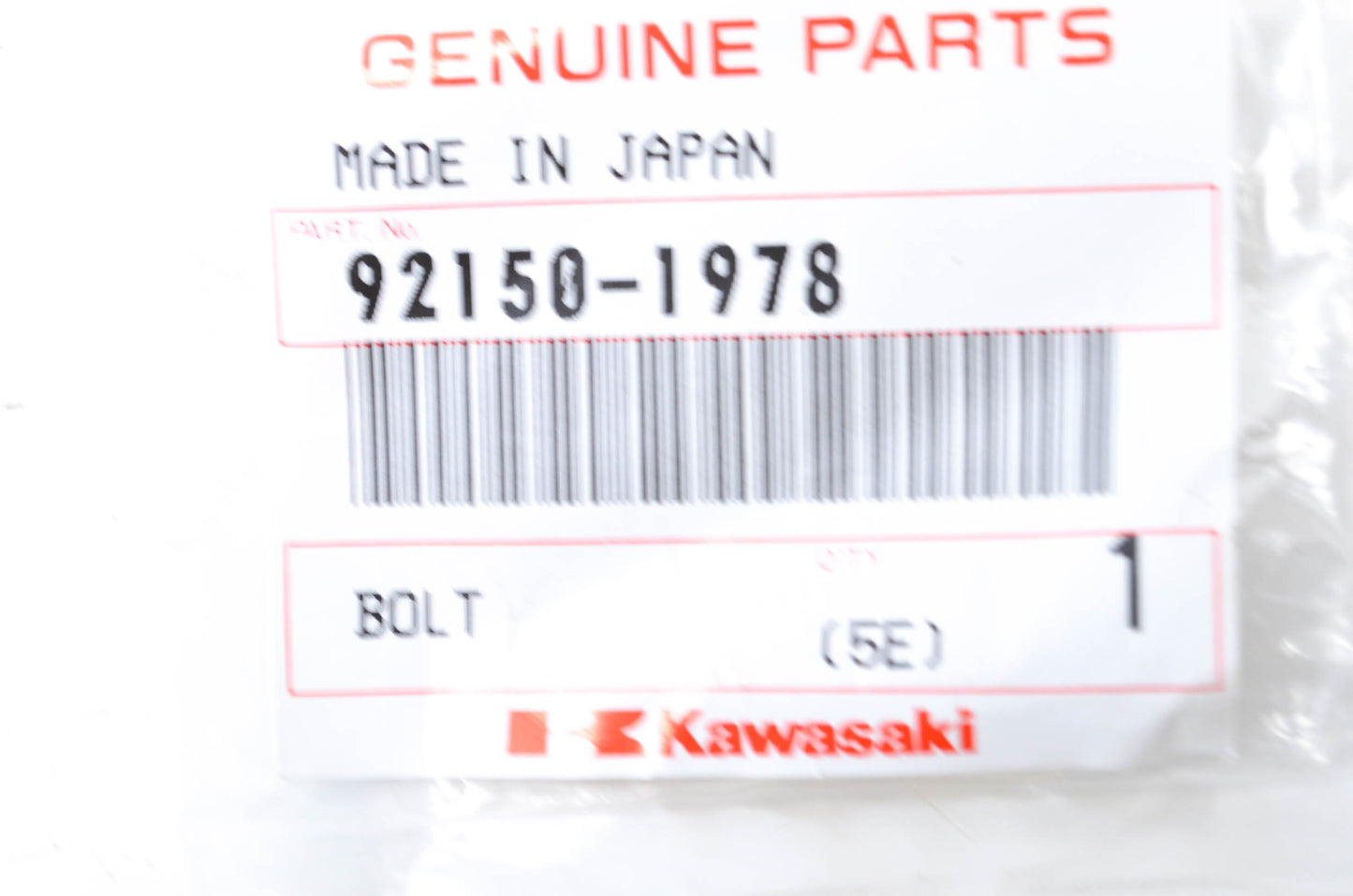 OEM Kawasaki 92150-1978 Bolt NOS