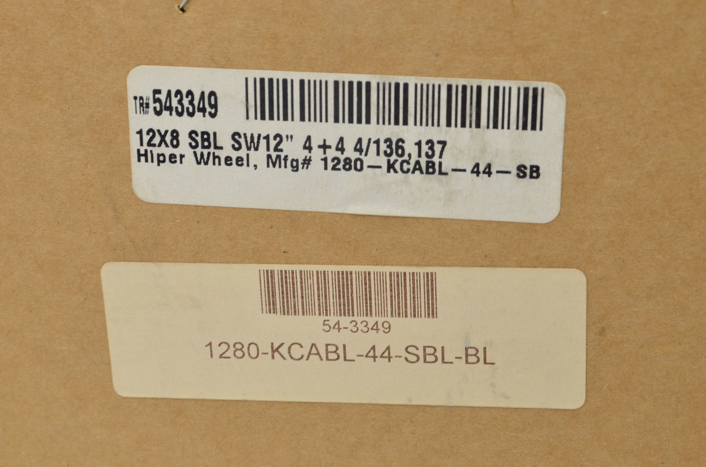 Hiper 1280-KBL02-44-SBL-BL Black Sidewinder Wheel Rim 12X8 4+4 4/136 4/137 Beadl