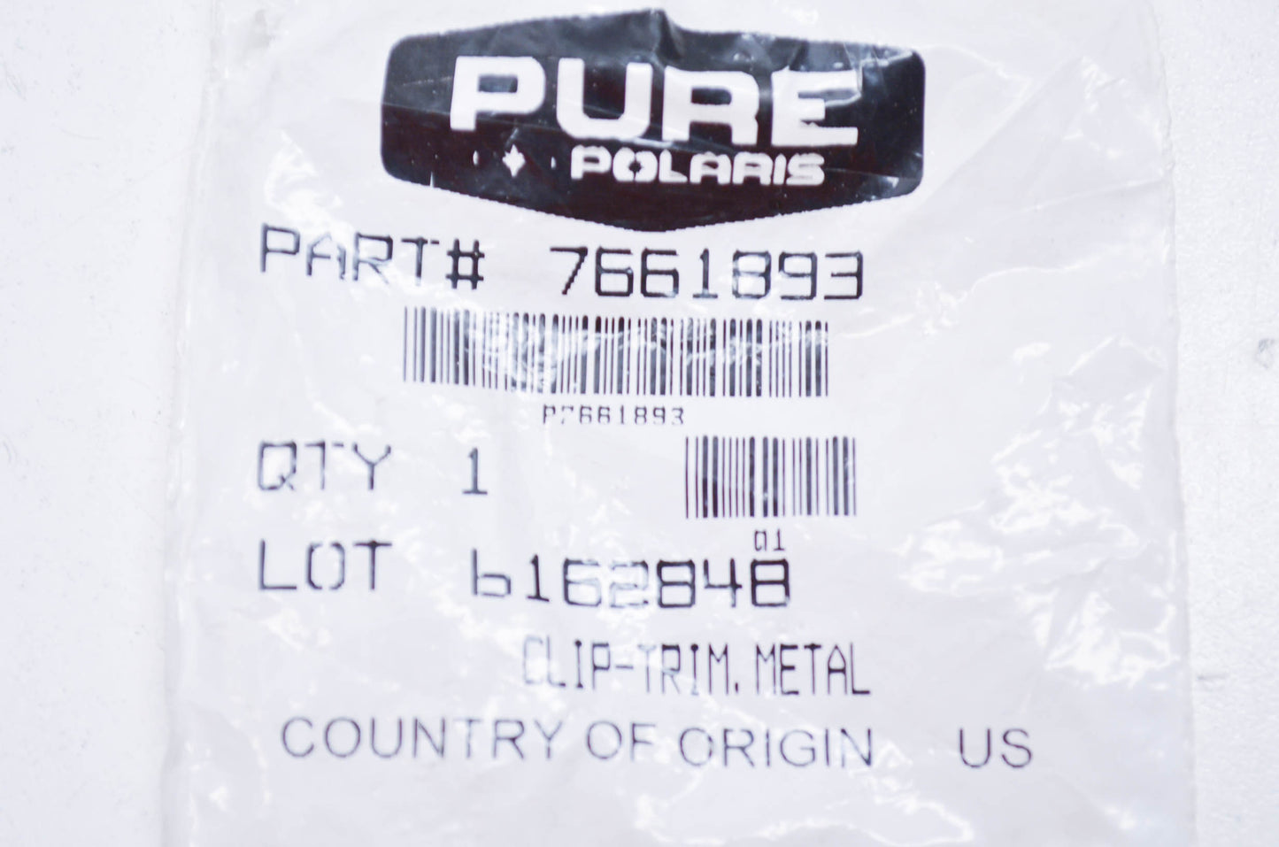 OEM Polaris 7661893 Metal Trim Clip NOS