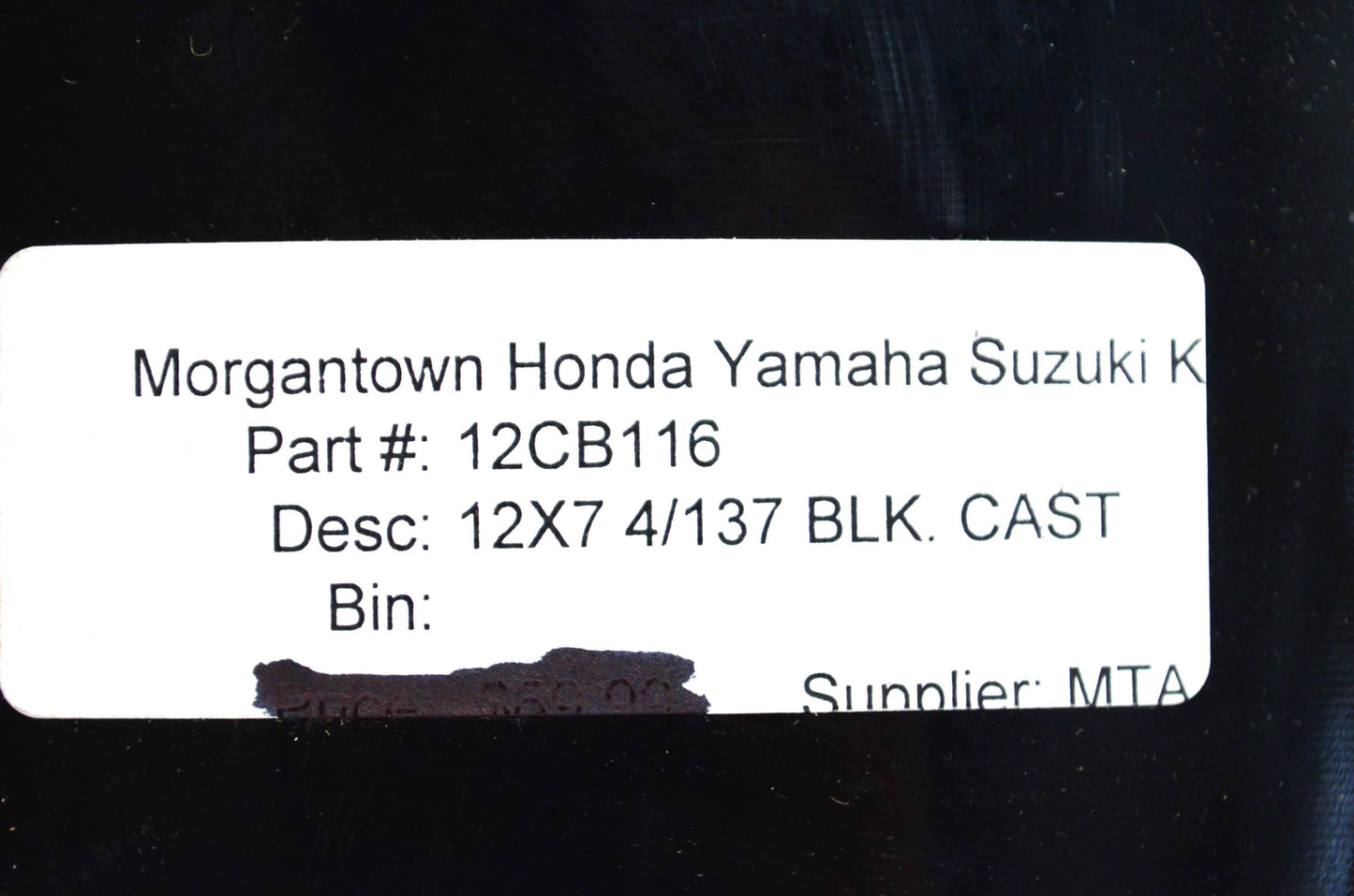 New ITP 12X7 4/137 Black Cast Wheel Rim NOS