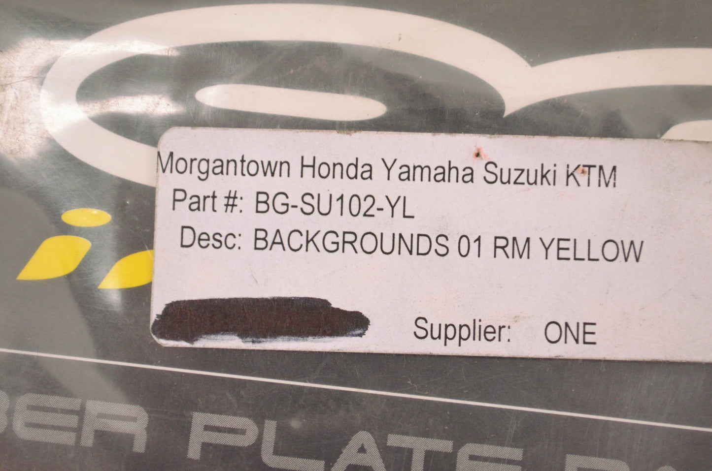 One Industries BG-SU102-YL 2001 Suzuki RM Yellow Background Number Plate Decal K