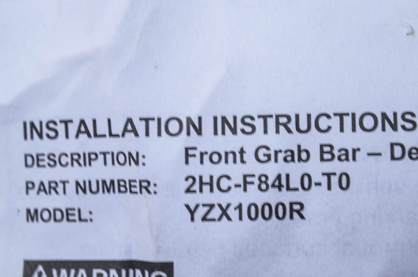New OEM Yamaha 2016-2019 YXZ1000R Desert Front Grab Bar w/ Winch Plate NOS