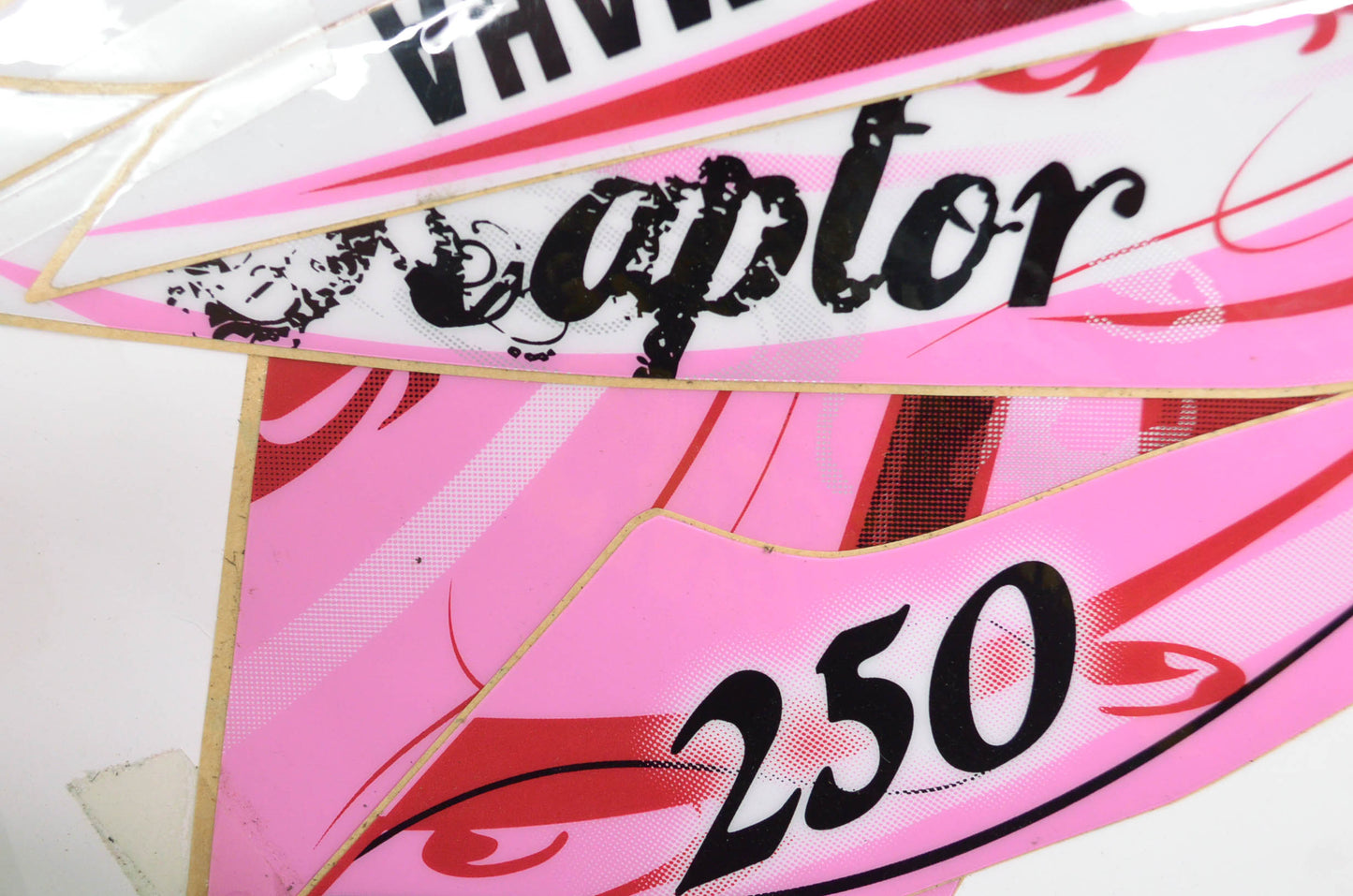 OEM Yamaha 2013 Raptor 250 Pink/Black Decal Kit NOS