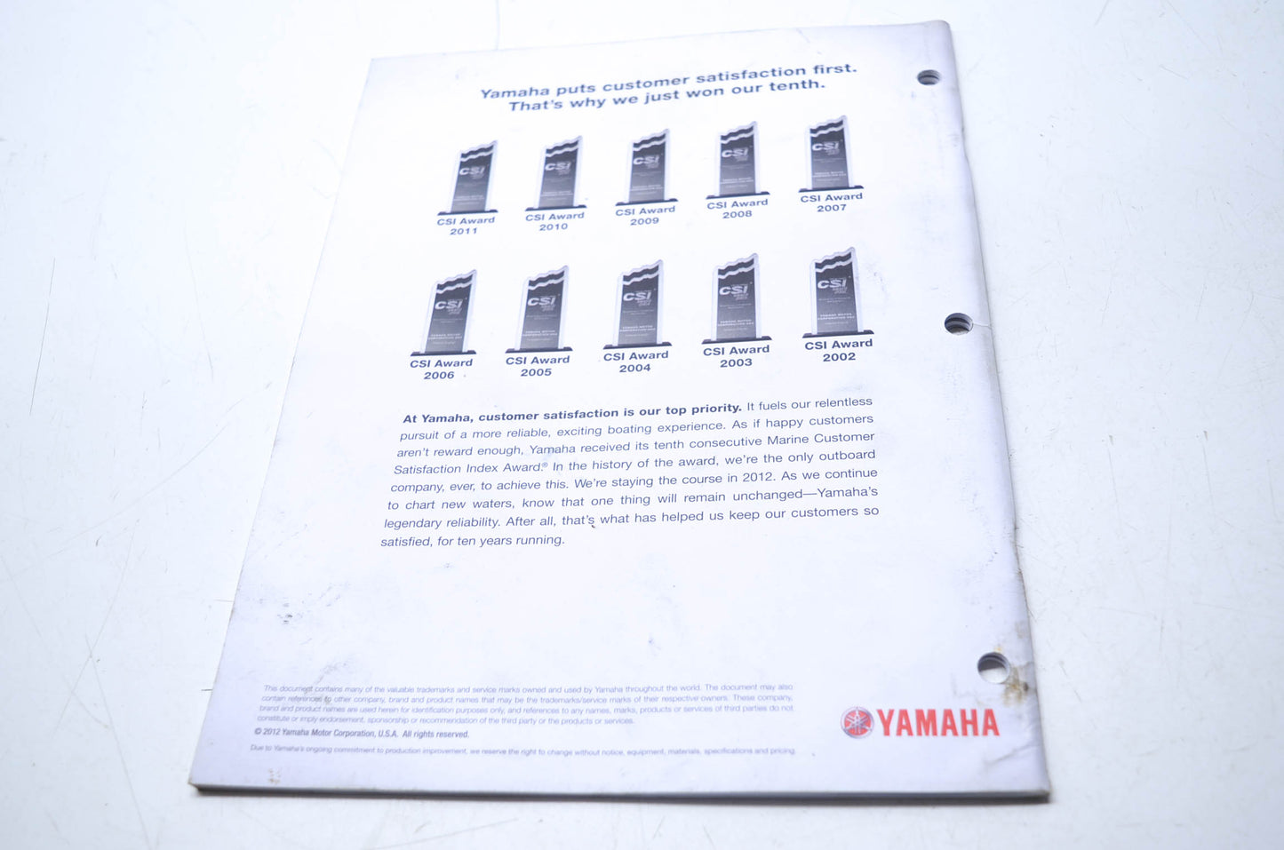 OEM Yamaha Rigging Information Manual NOS