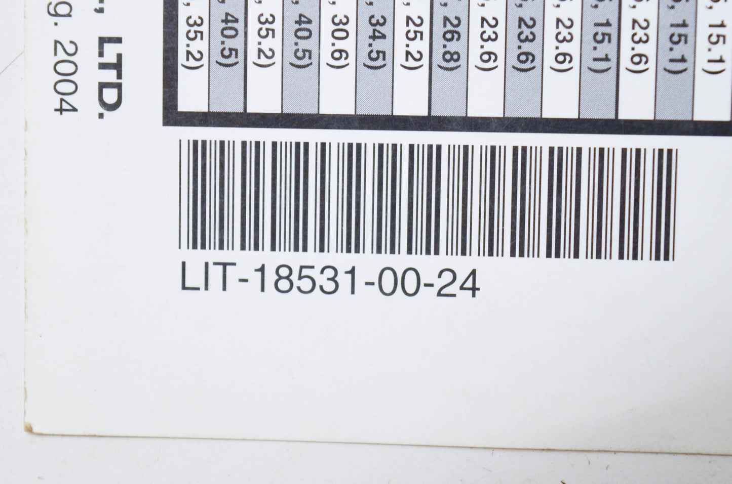 OEM Yamaha LIT-18531-00-24 2005 Outboards Service Data Chart NOS