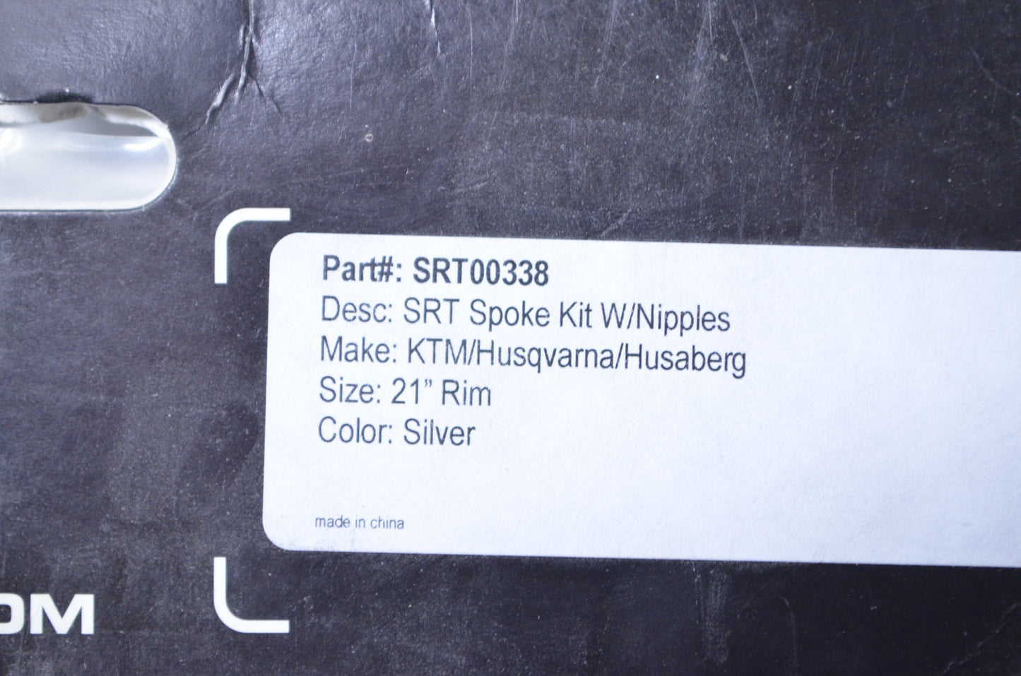 SRT SRT00338 Silver Front Spoke Kit 21' NOS