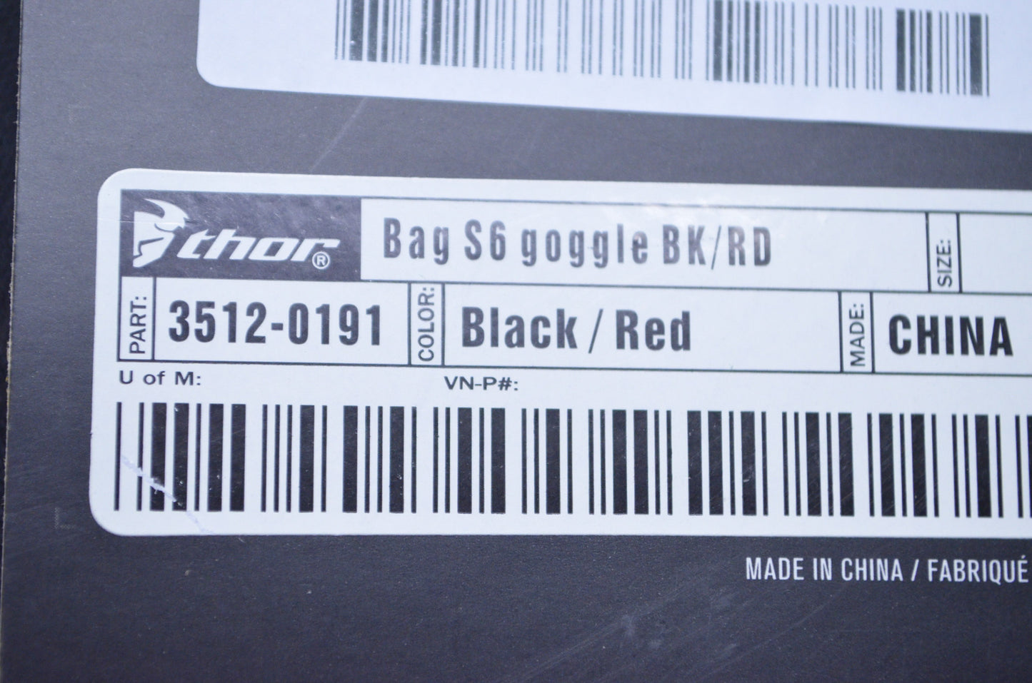 New Thor Black/Red S6 Goggle Bag NOS
